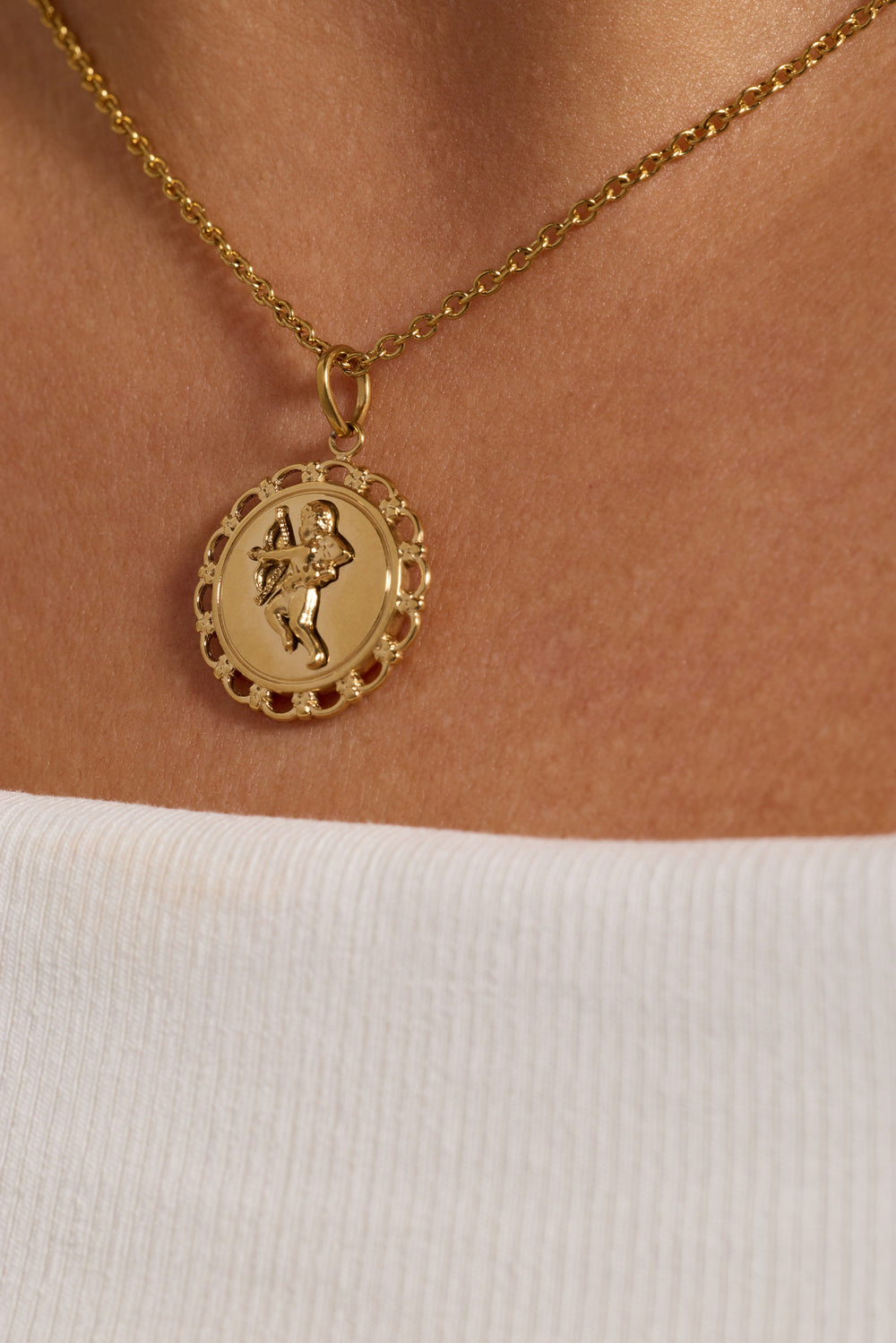 Cupid Engravable Pendant Stainless Steel Gold | Alex and Ani