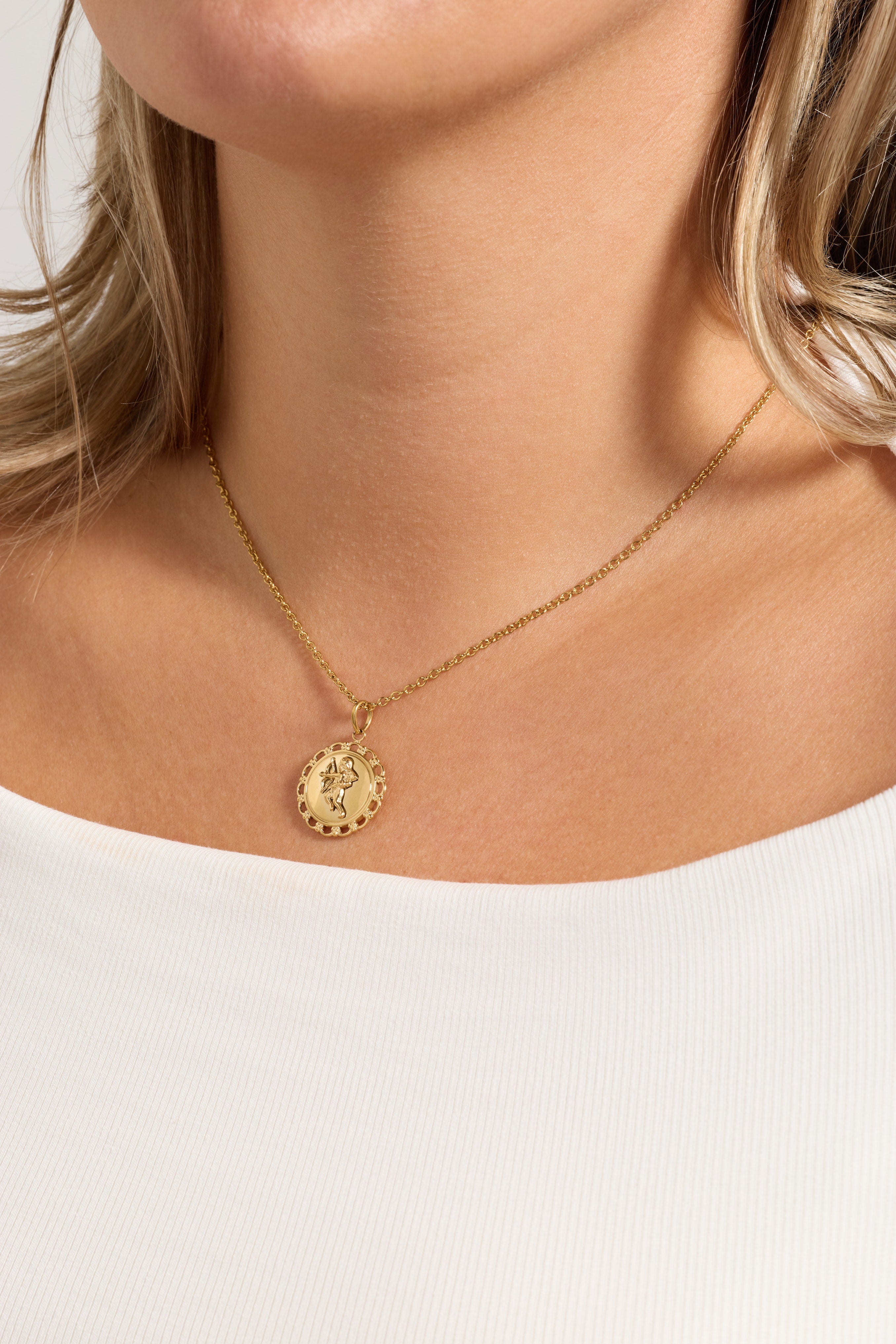 Cupid Engravable Pendant Stainless Steel Gold | Alex and Ani