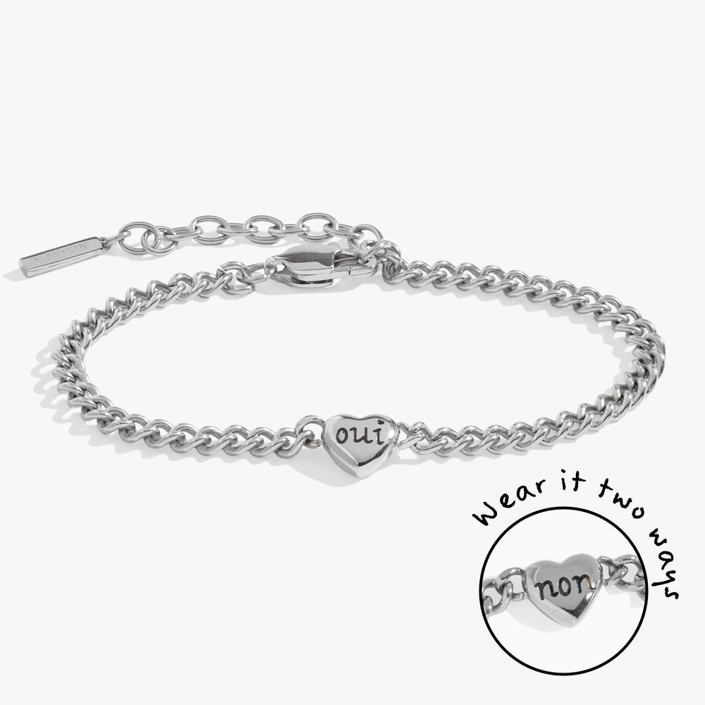 Oui/Non Heart Inline Bracelet Stainless Steel Gold | Alex and Ani
