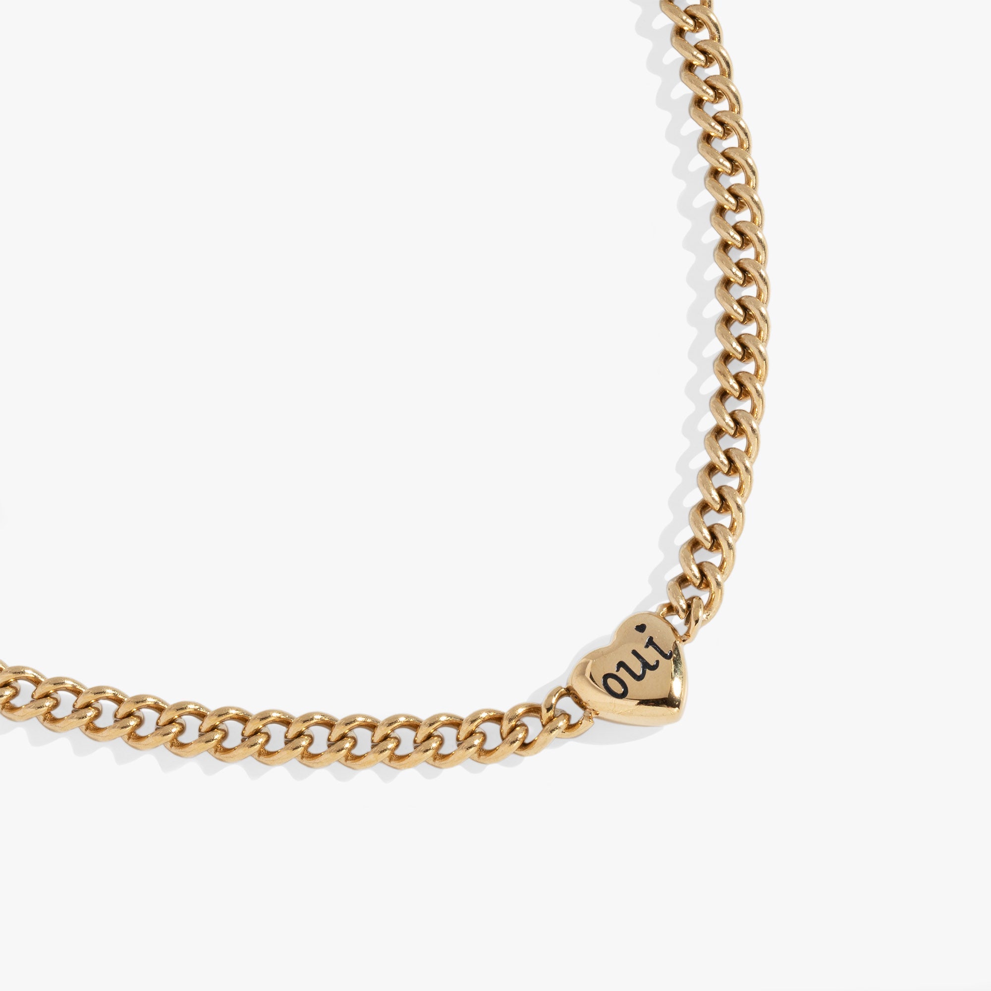Engraved French 'Oui' & 'Non' Reversible Heart Necklace Stainless Steel Silver | Alex and Ani