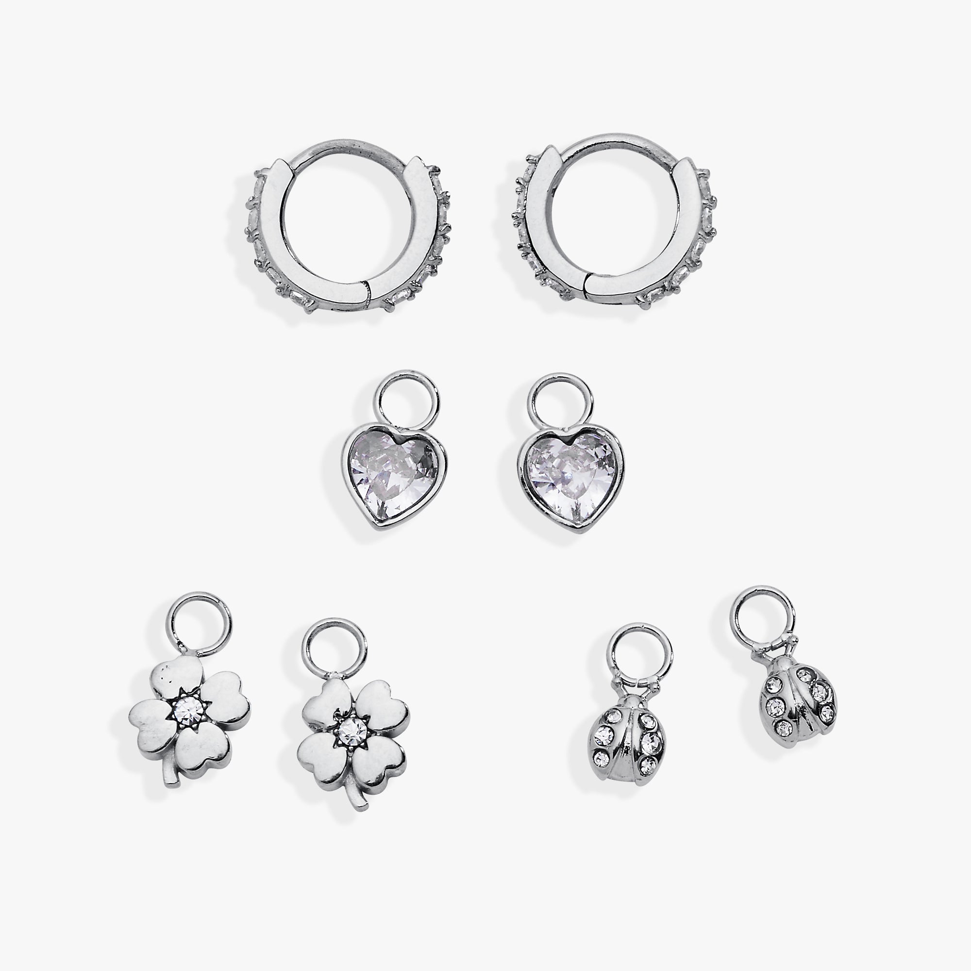 Love & Luck Interchangeable Huggie Set of 4 Stainless Steel Silver | Alex and Ani