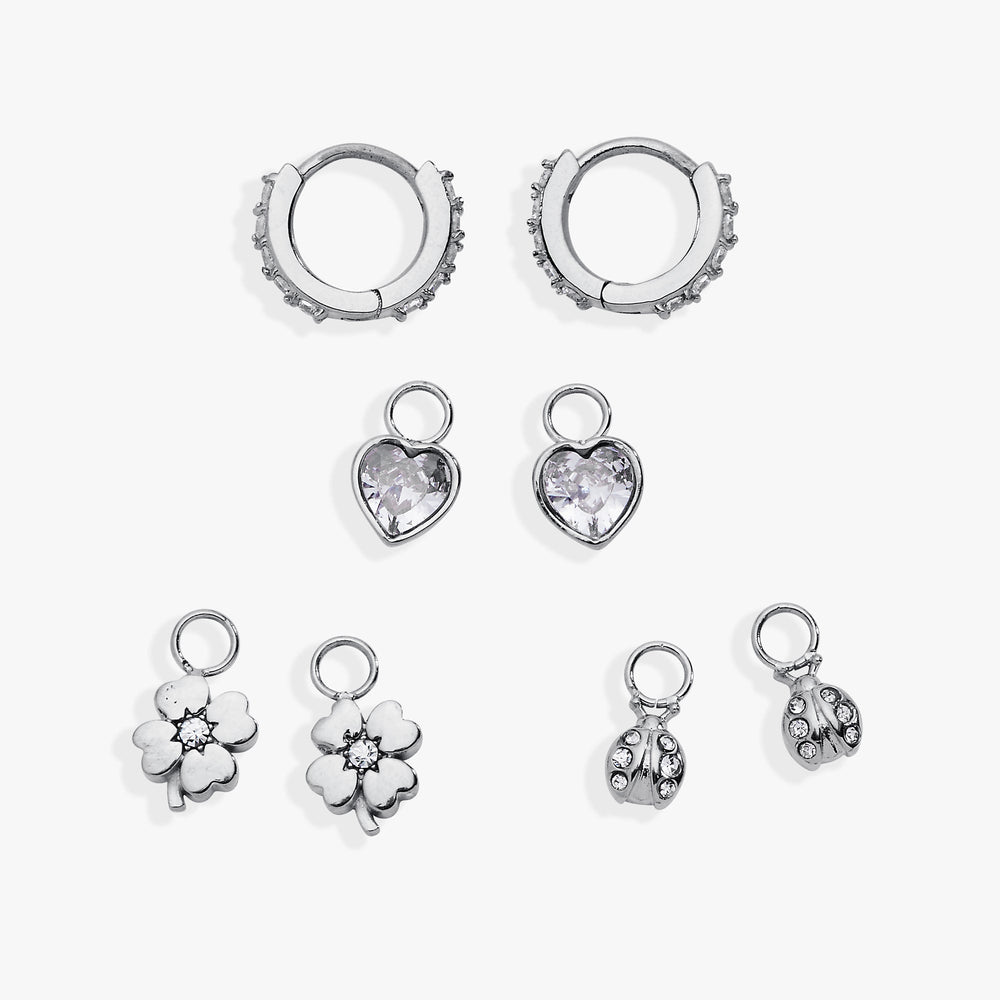 Love & Luck Interchangeable Huggie Set of 4 Stainless Steel Silver | Alex and Ani