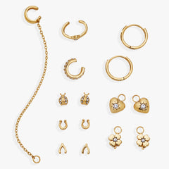 9 Pc Love & Luck Earring Set Stainless Steel Gold | Alex and Ani