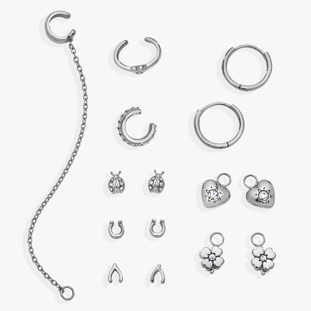 9 Pc Love & Luck Earring Set Stainless Steel Gold | Alex and Ani