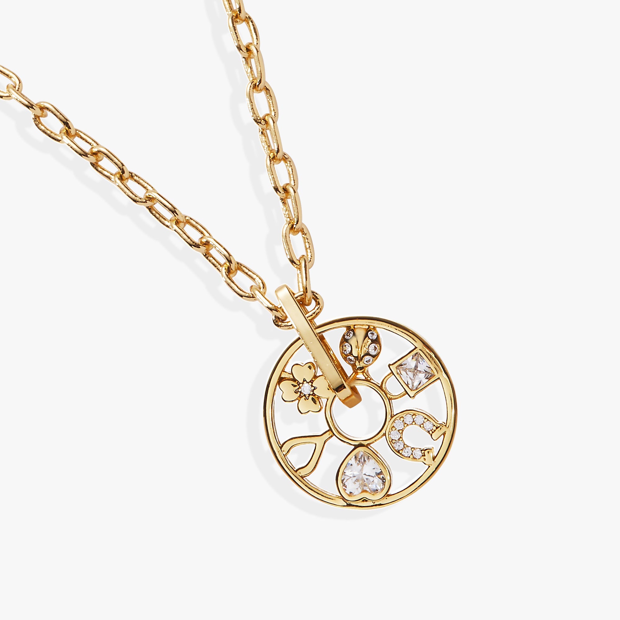 Love and Luck Wheel Charm Necklace Gold | Alex and Ani