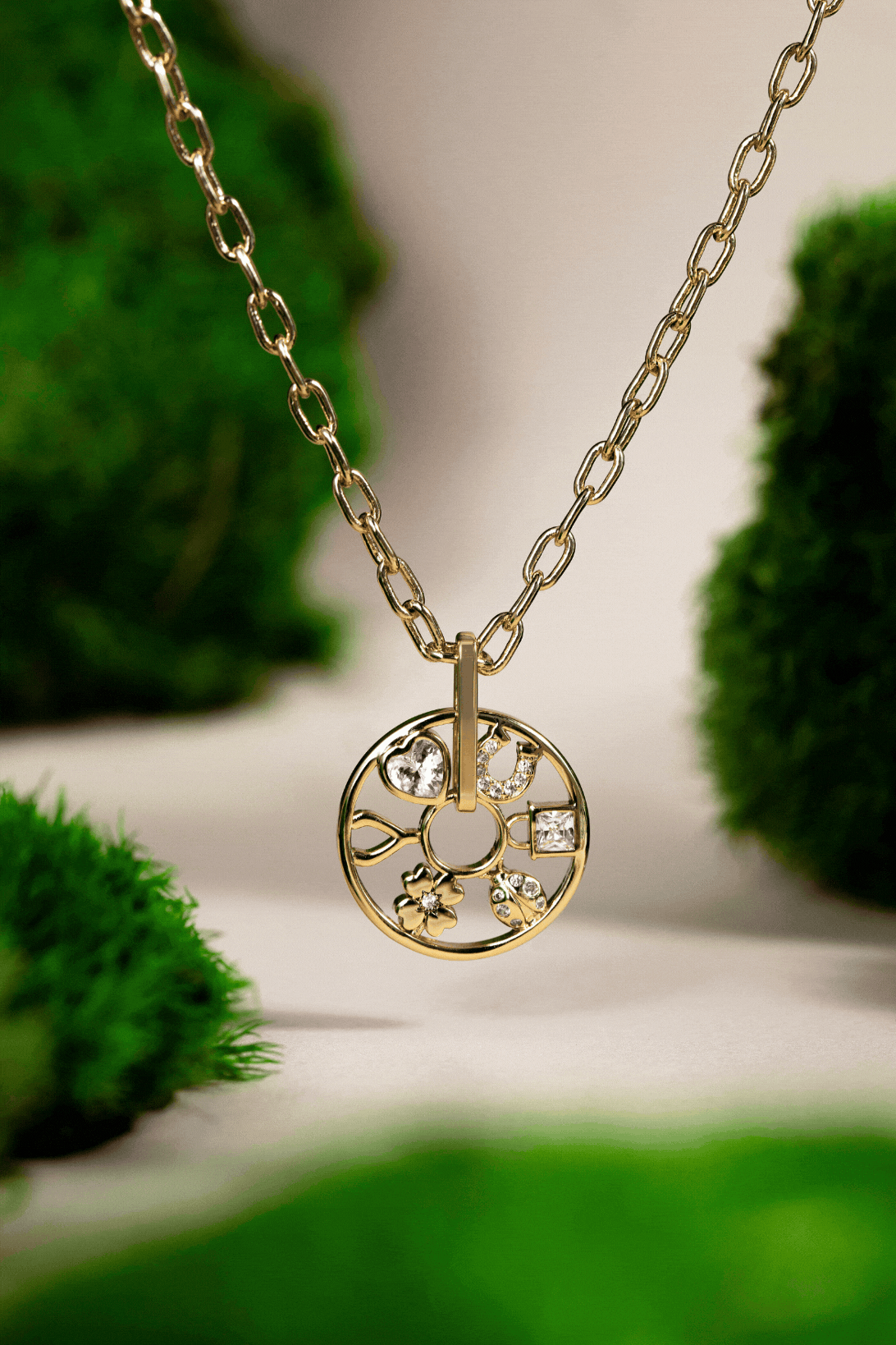 Love and Luck Wheel Charm Necklace Gold | Alex and Ani