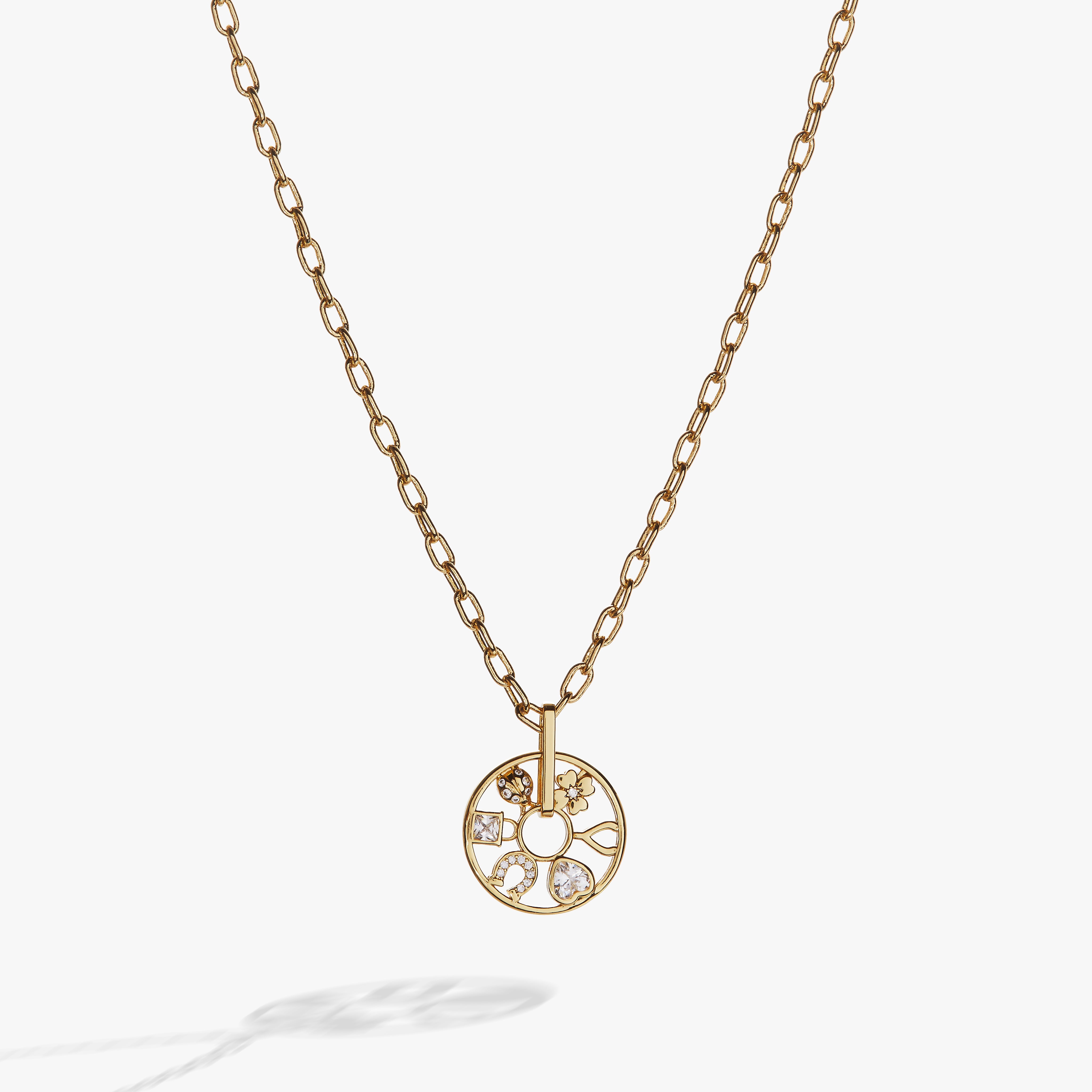 Love and Luck Wheel Charm Necklace Gold | Alex and Ani