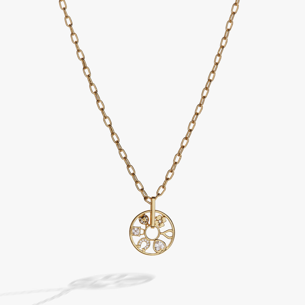 Love and Luck Wheel Charm Necklace Gold | Alex and Ani