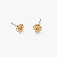 Four-Leaf Clover Mini Stud Earrings Stainless Steel Gold | Alex and Ani