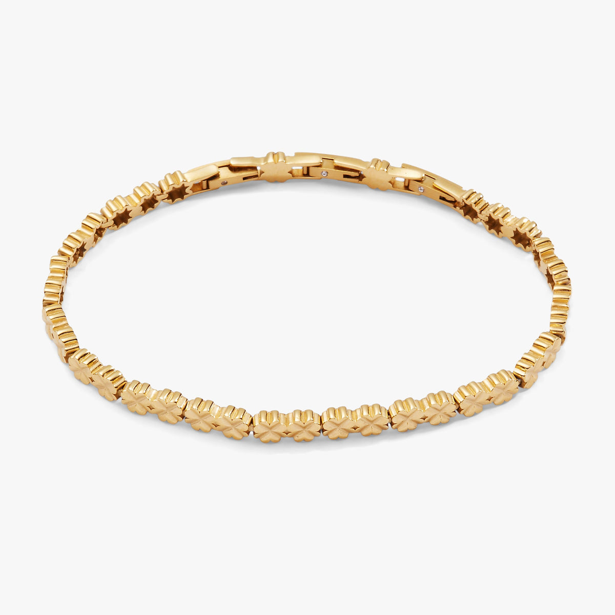 Lucky Clover Charm Tennis Bracelet Stainless Steel Gold | Alex and Ani
