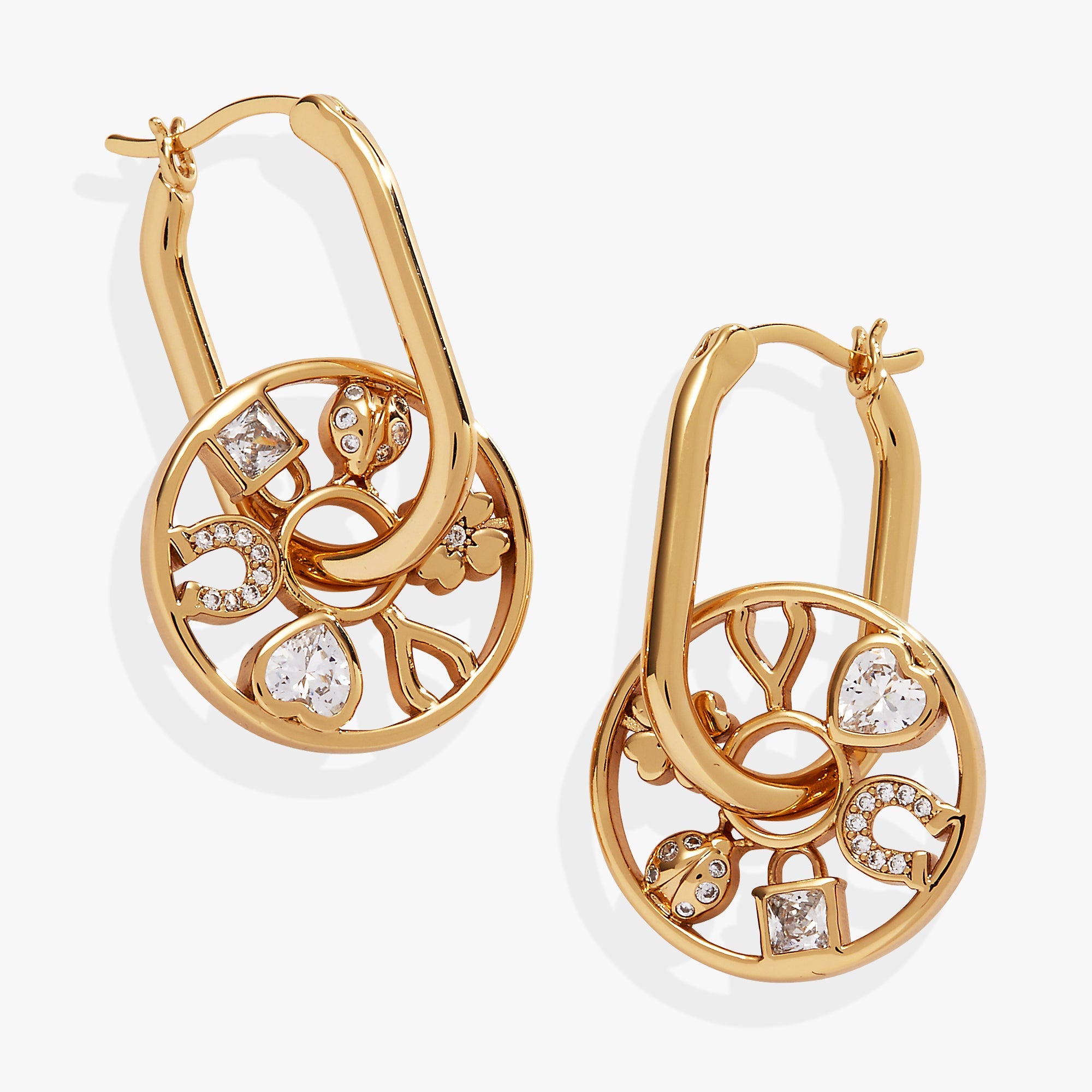 Love and Luck Wheel Hoop Earrings Gold | Alex and Ani