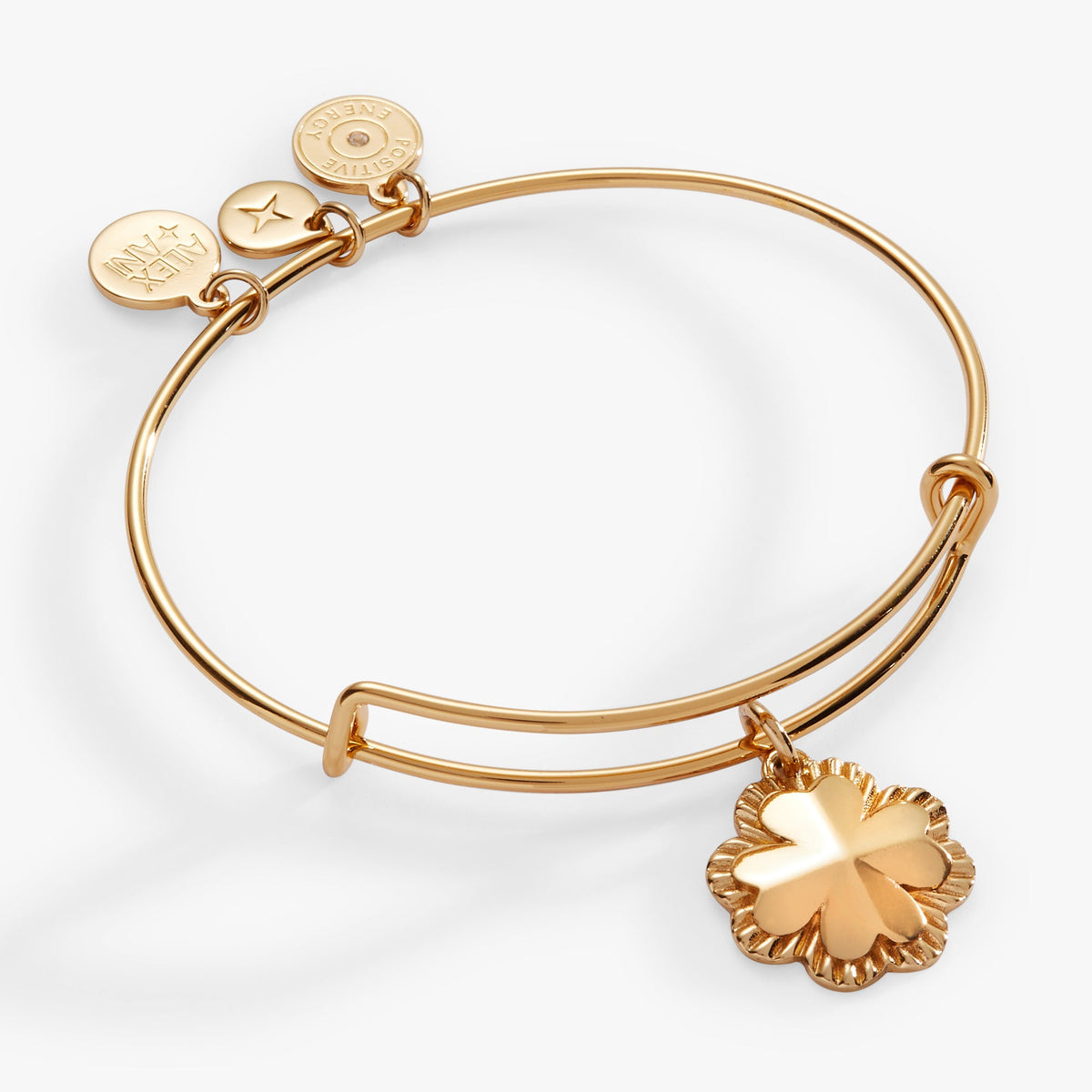 Four-Leaf Clover Charm Bangle Gold | Alex and Ani
