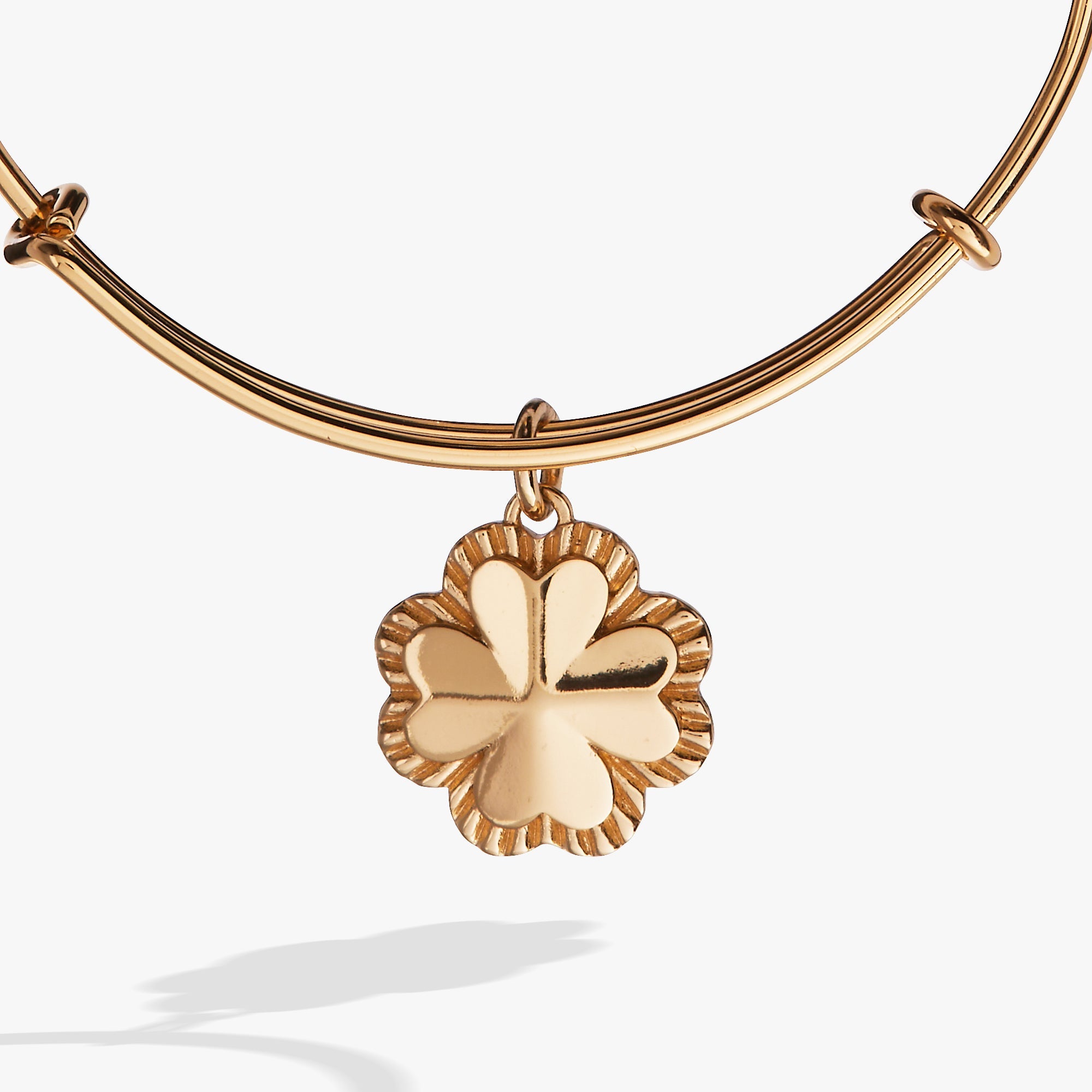 Four-Leaf Clover Charm Bangle Gold | Alex and Ani