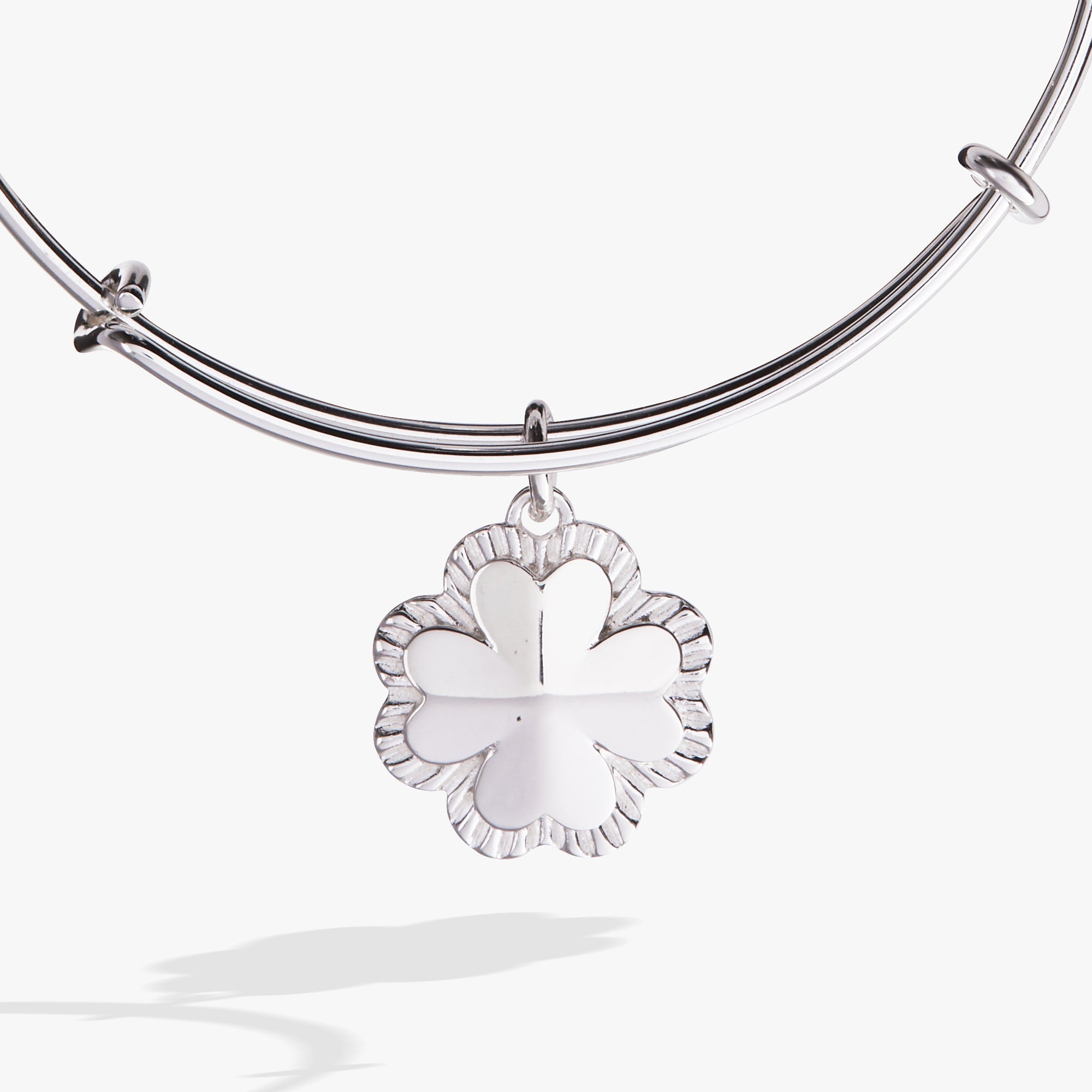 Four-Leaf Clover Charm Bangle Gold | Alex and Ani