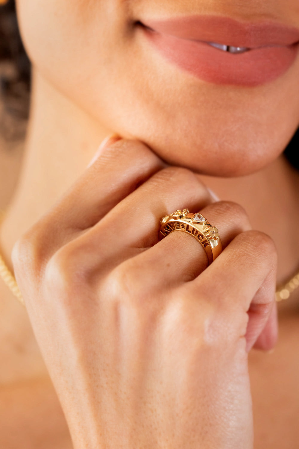 Love and Luck Open Domed Ring Gold | Alex and Ani