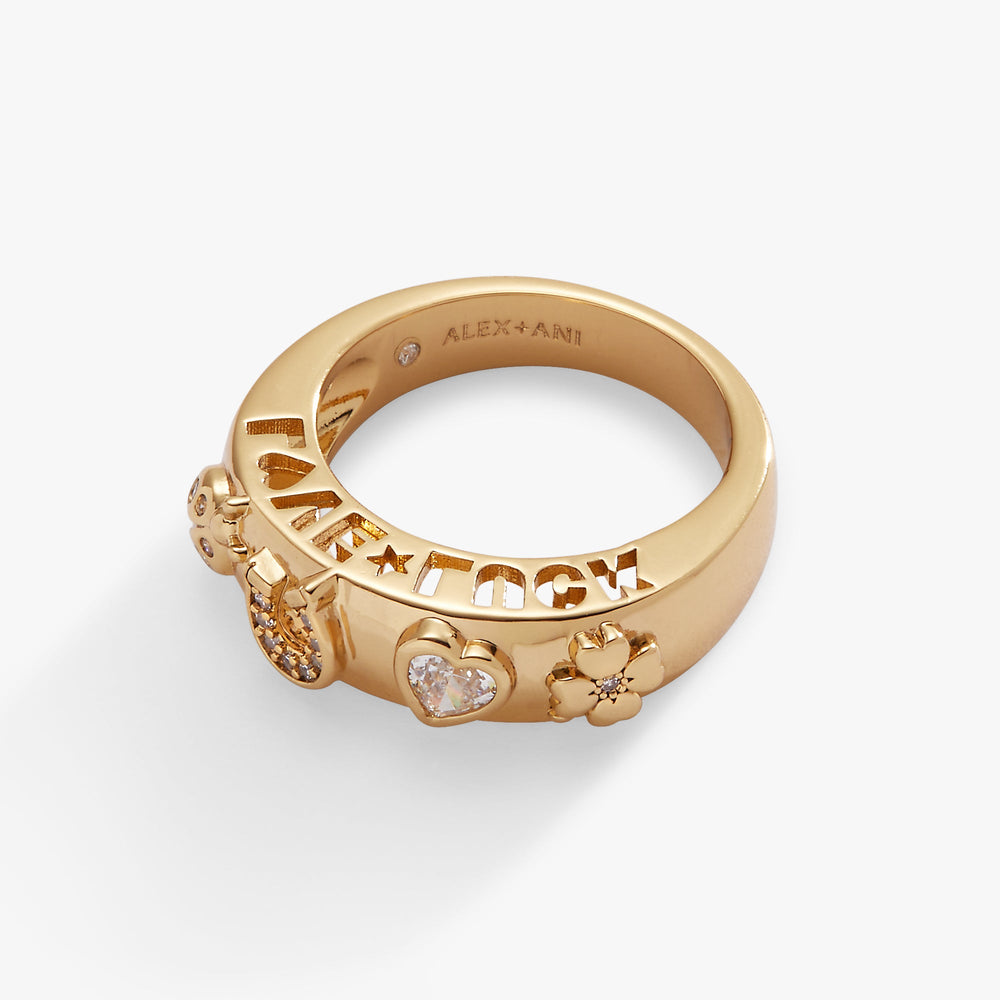 Love and Luck Open Domed Ring Gold | Alex and Ani