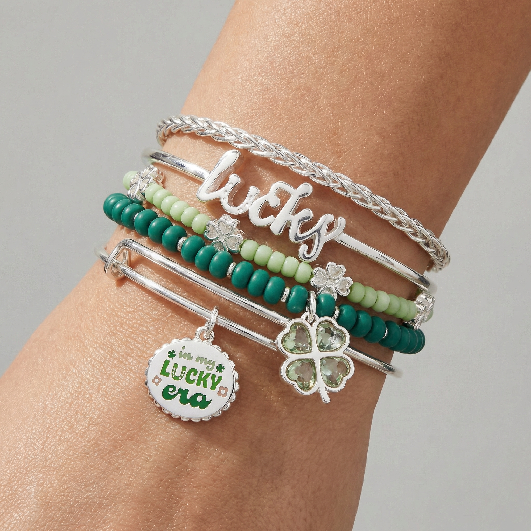 St. Patrick’s Day Set of 5 Bracelets Silver | Alex and Ani