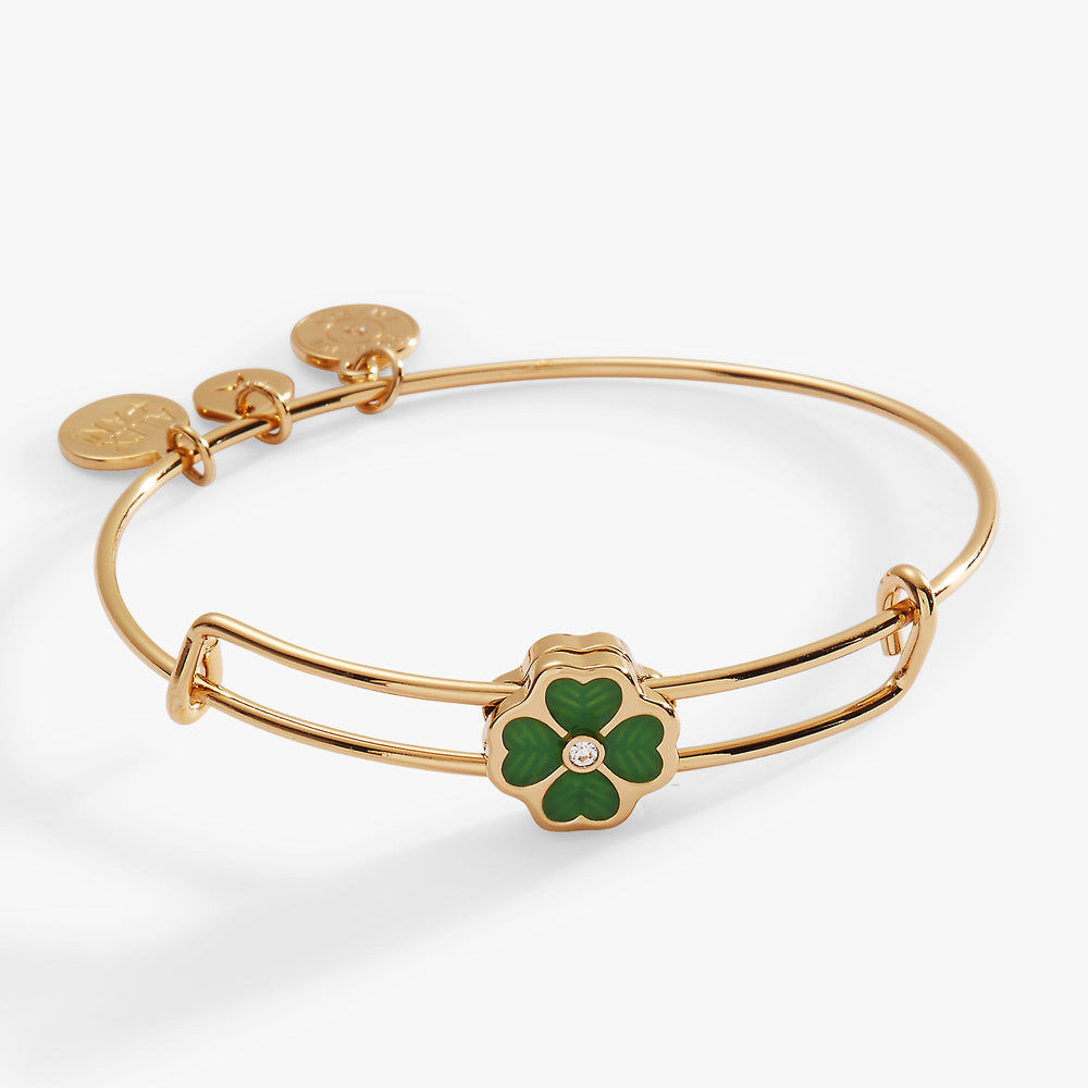 Four-Leaf Clover Slider Charm Bangle Gold | Alex and Ani
