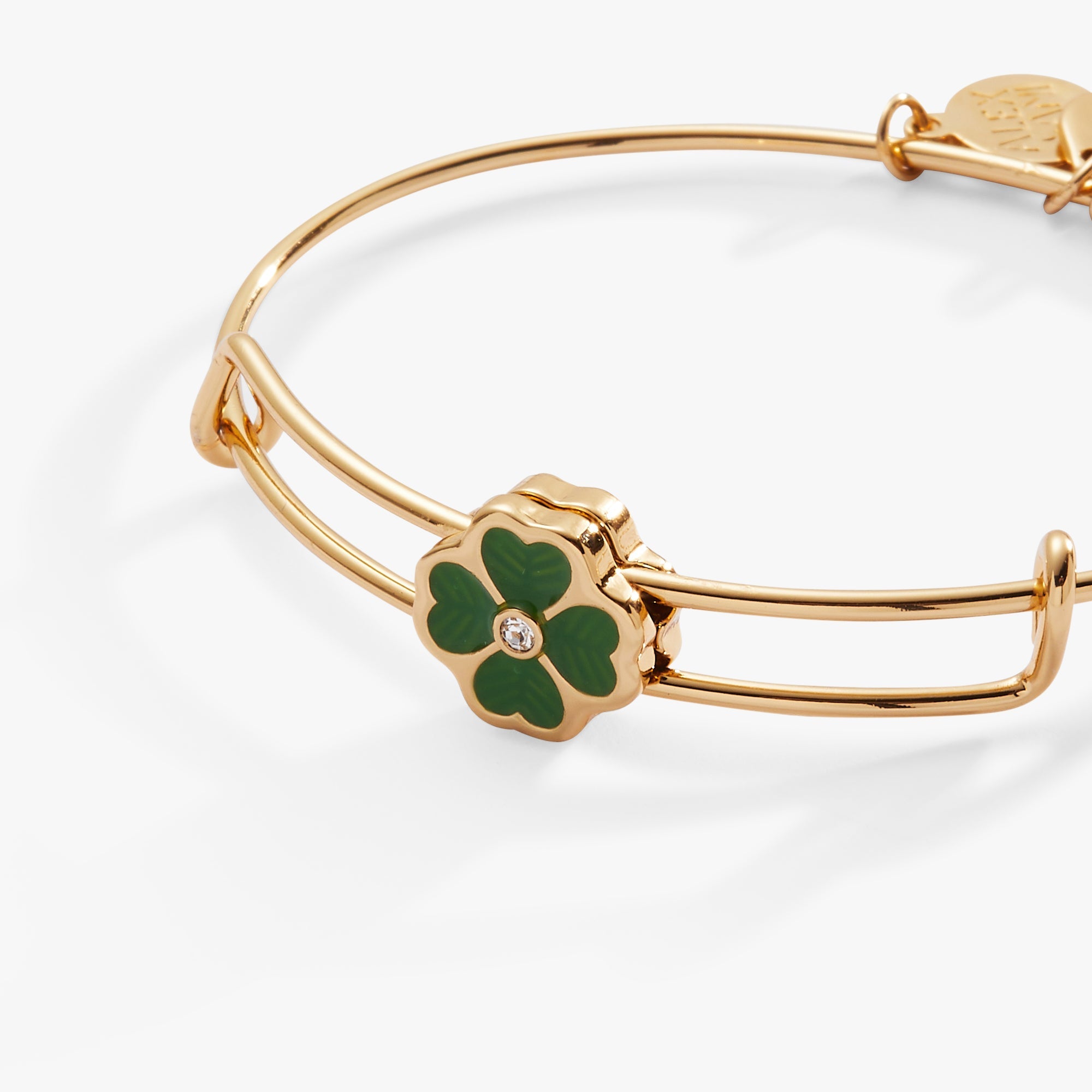 Four-Leaf Clover Slider Charm Bangle Gold | Alex and Ani