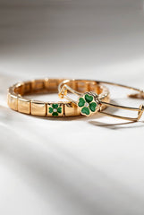 Four-Leaf Clover Slider Charm Bangle Gold | Alex and Ani