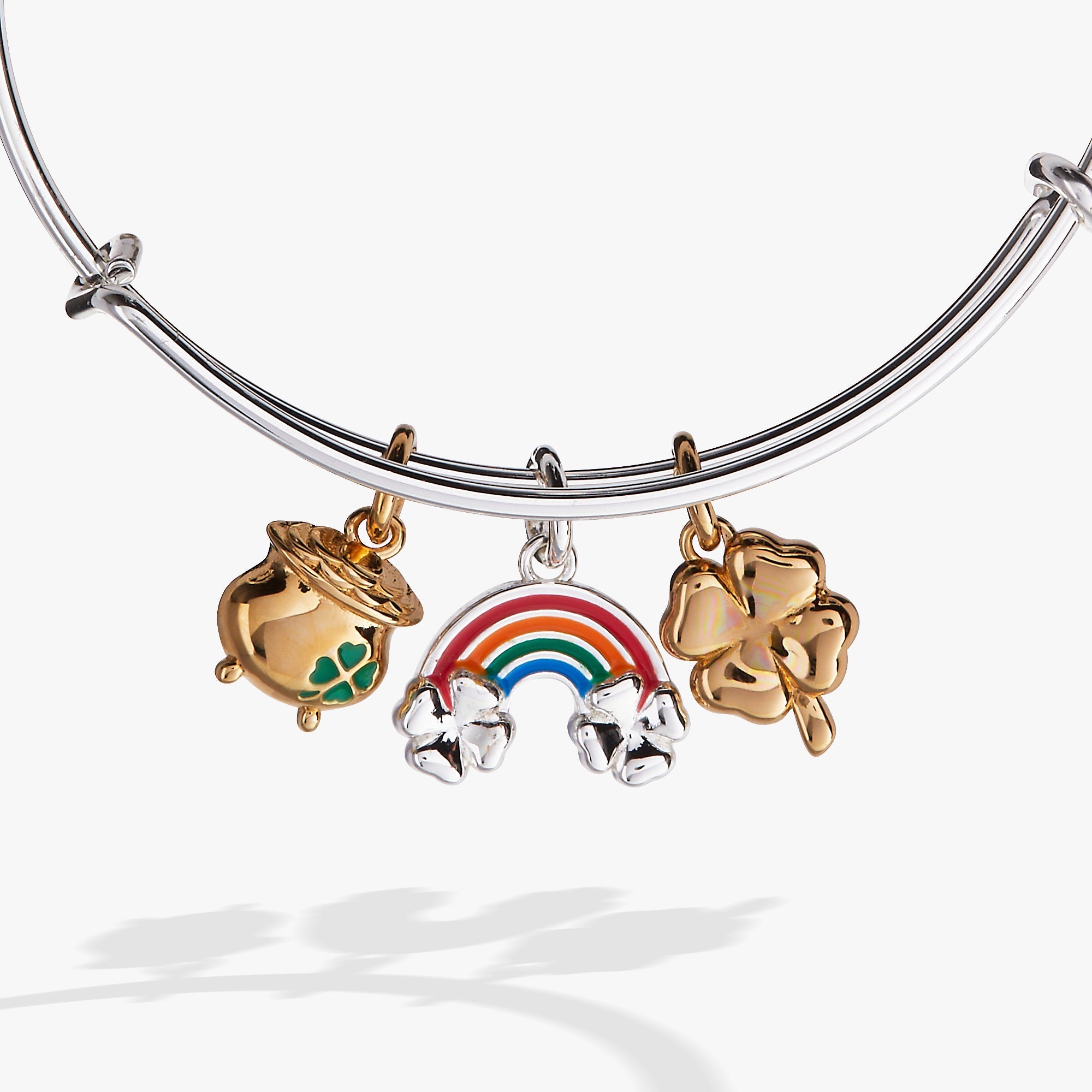 St. Patrick’s Day End of the Rainbow Multi-Charm Bangle Two Tone | Alex and Ani