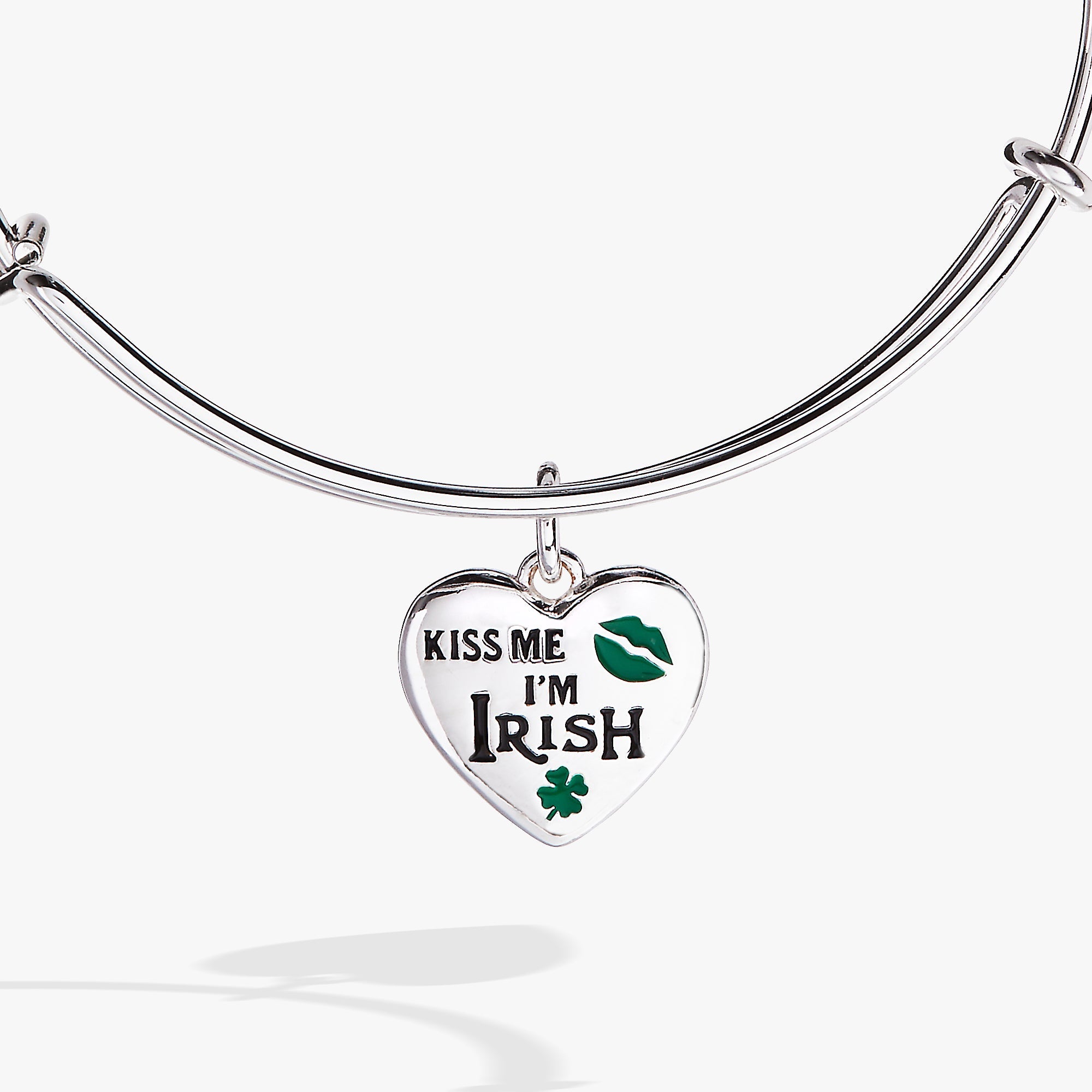 “Kiss Me I’m Irish” Charm Bangle Silver | Alex and Ani