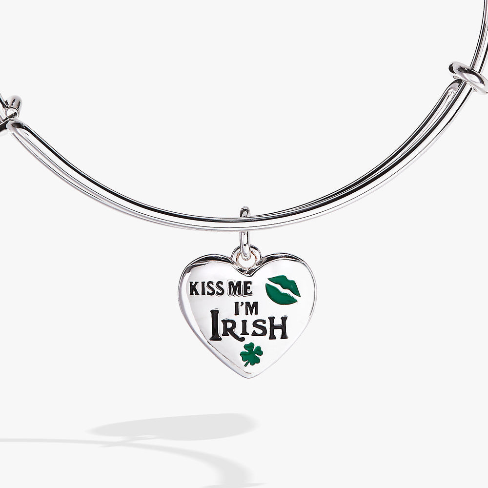 “Kiss Me I’m Irish” Charm Bangle Silver | Alex and Ani