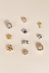 Crystal Clover Mini Stud Earrings Stainless Steel Gold | Alex and Ani