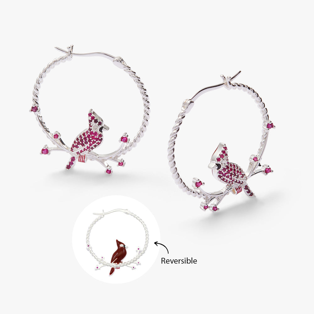 Cardinal Hoop Earrings Silver | Alex and Ani