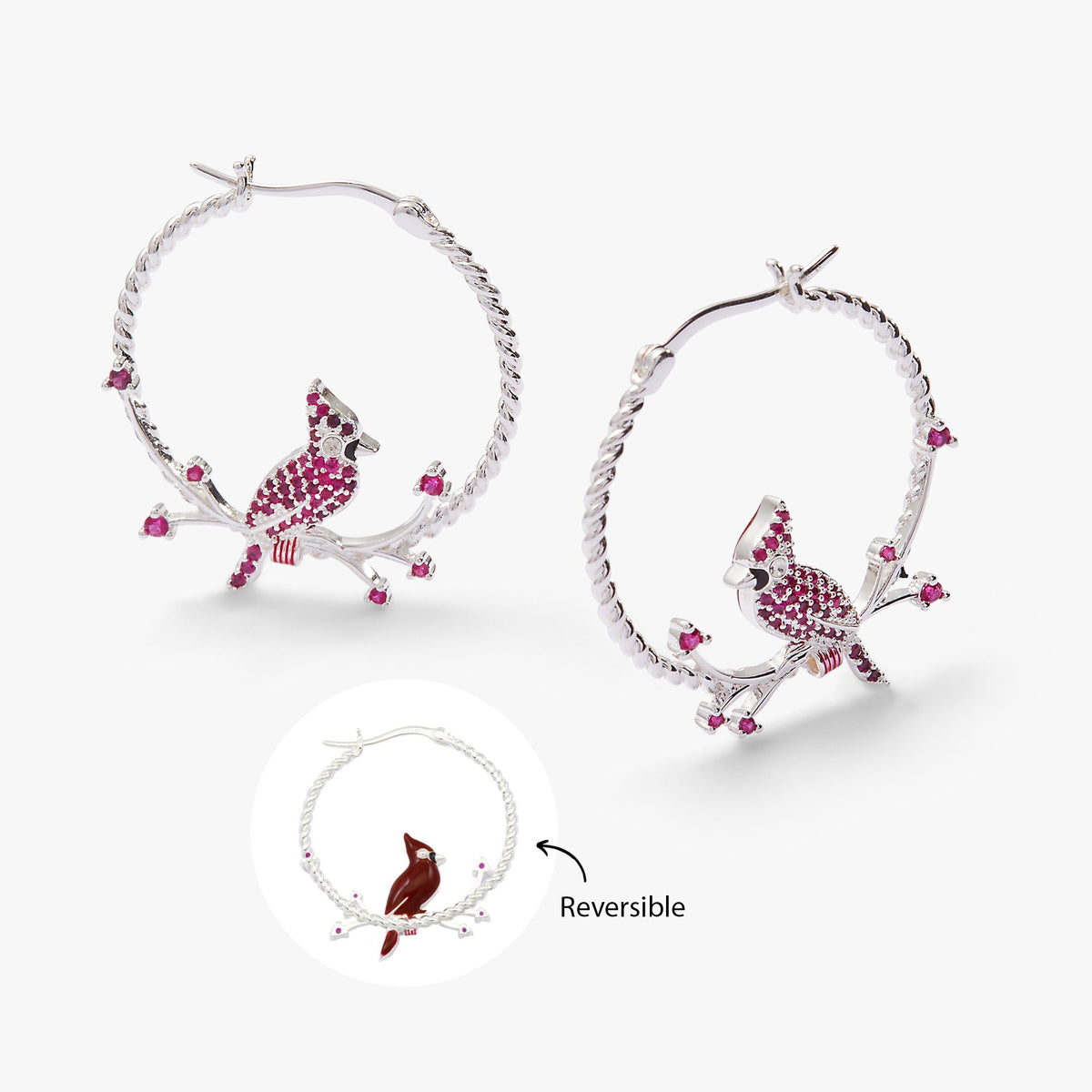 Cardinal Hoop Earrings Silver | Alex and Ani