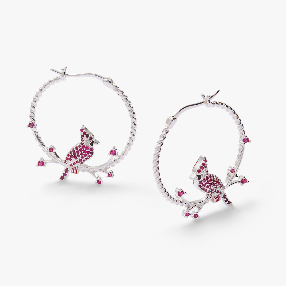 Cardinal Hoop Earrings Silver | Alex and Ani