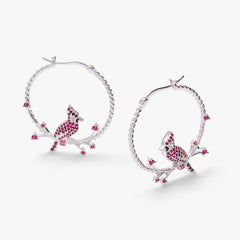 Cardinal Hoop Earrings Silver | Alex and Ani