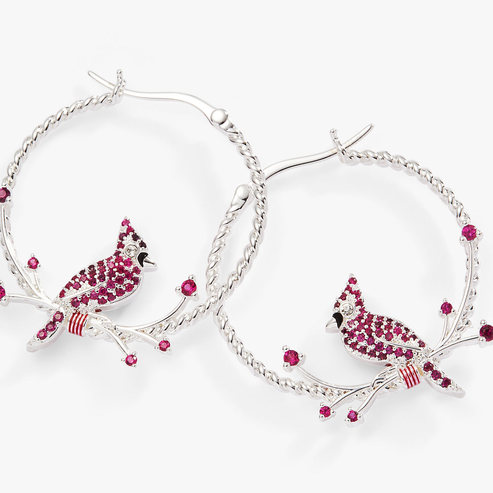 Cardinal Hoop Earrings Silver | Alex and Ani