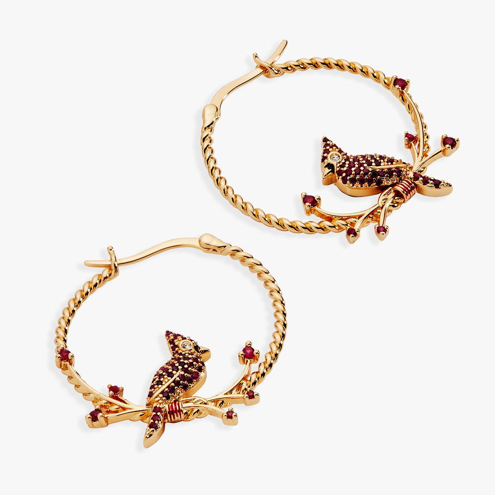 Cardinal Hoop Earrings Silver | Alex and Ani