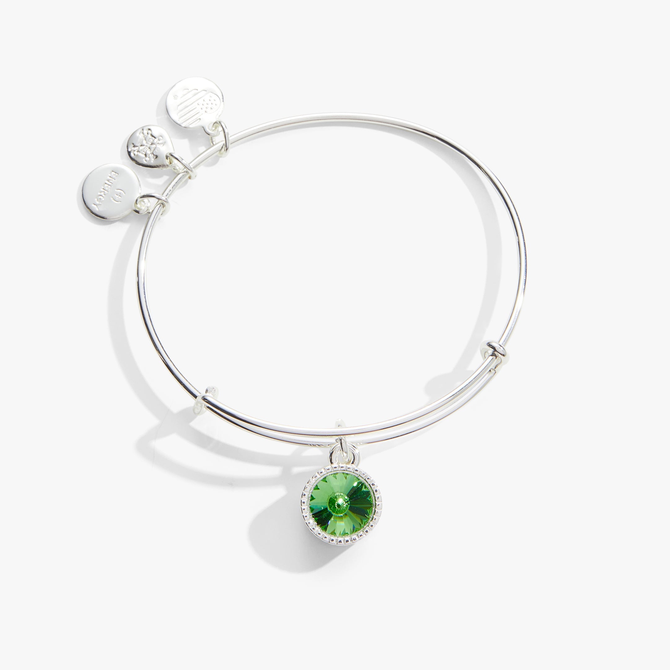 Peridot August Birthstone Charm Bangle Silver | Alex and Ani