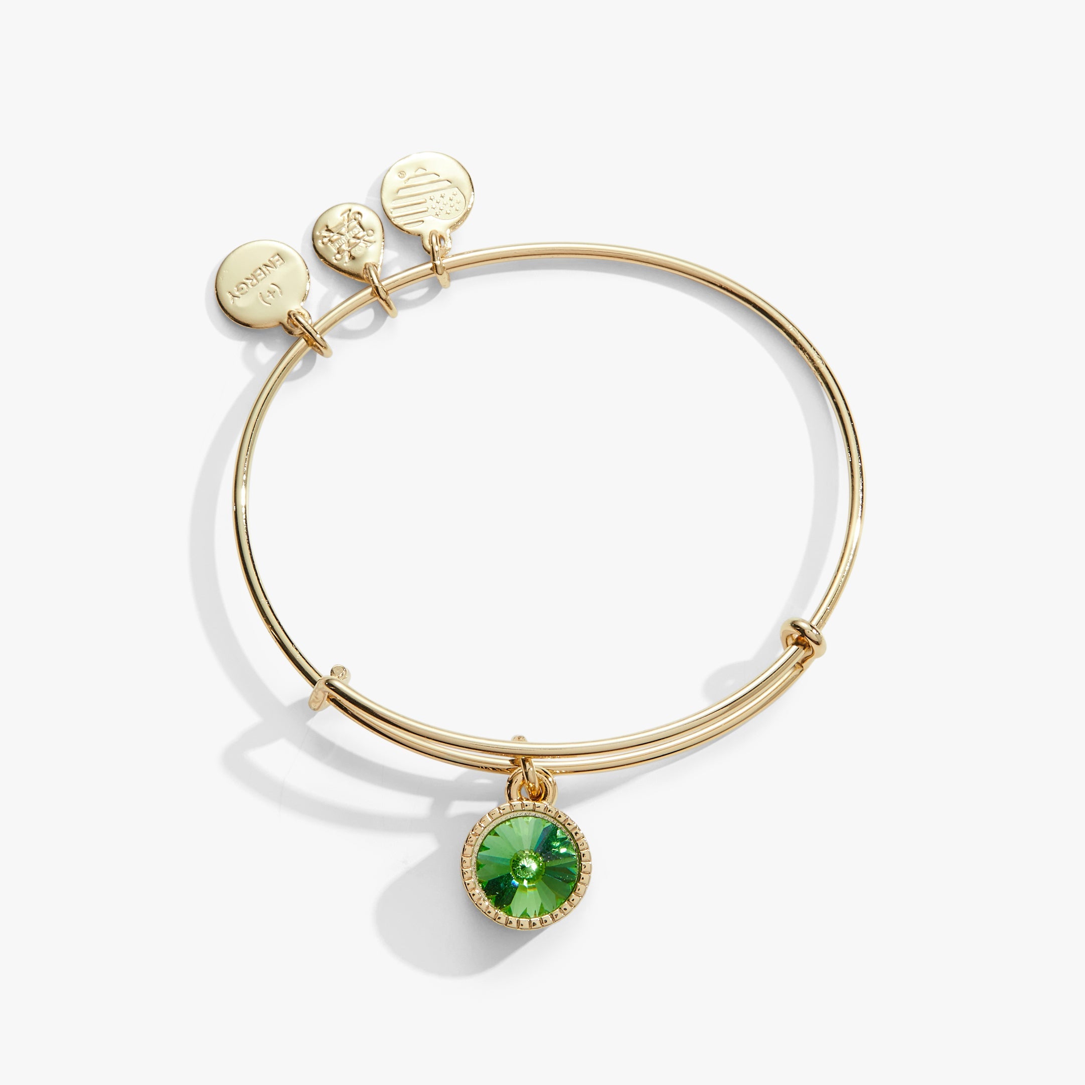 Peridot August Birthstone Charm Bangle Silver | Alex and Ani