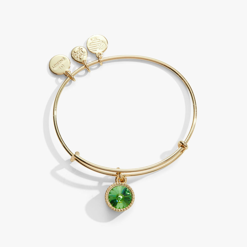Peridot August Birthstone Charm Bangle Silver | Alex and Ani