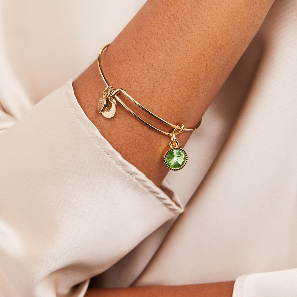 Peridot August Birthstone Charm Bangle Silver | Alex and Ani