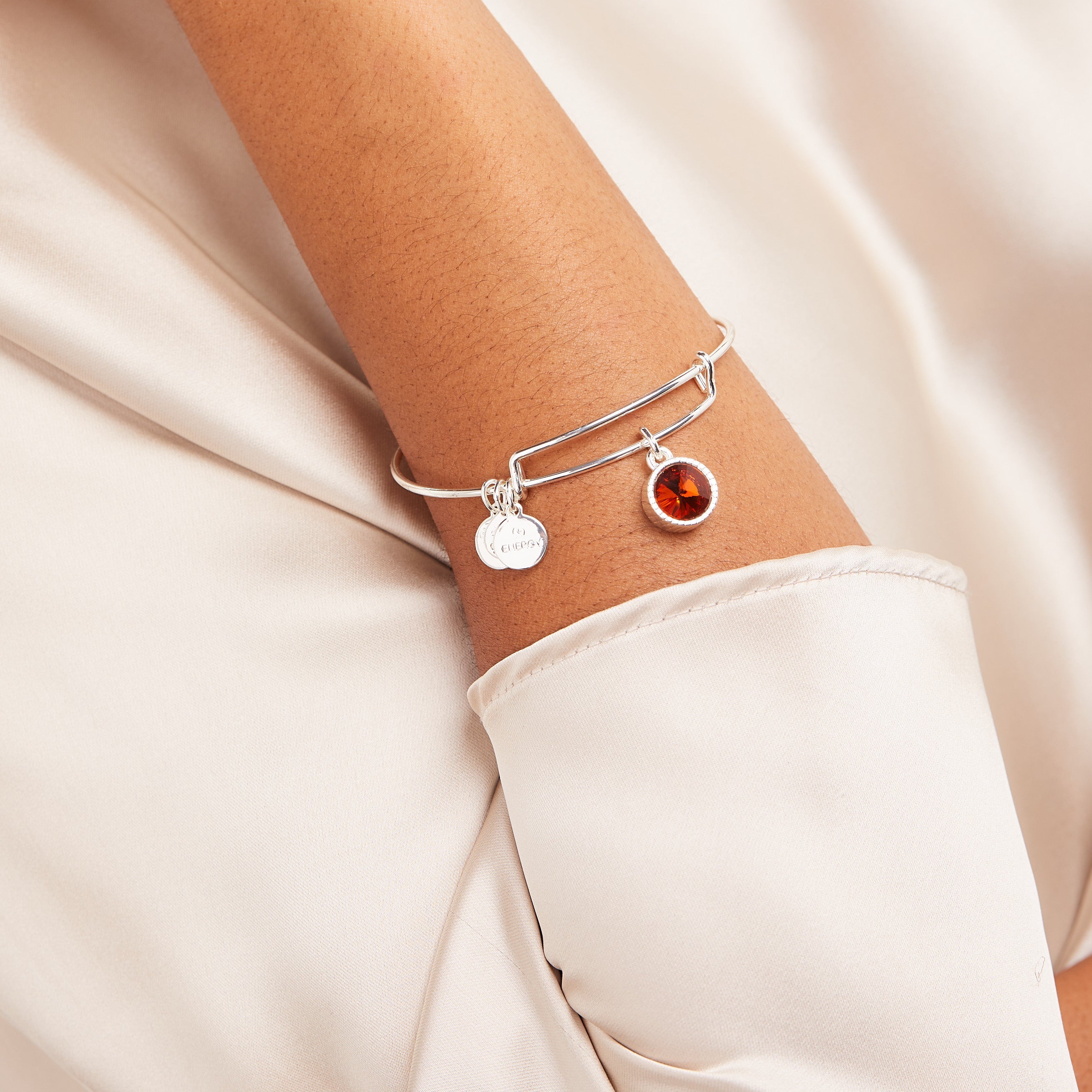 Topaz November Birthstone Charm Bangle Gold | Alex and Ani