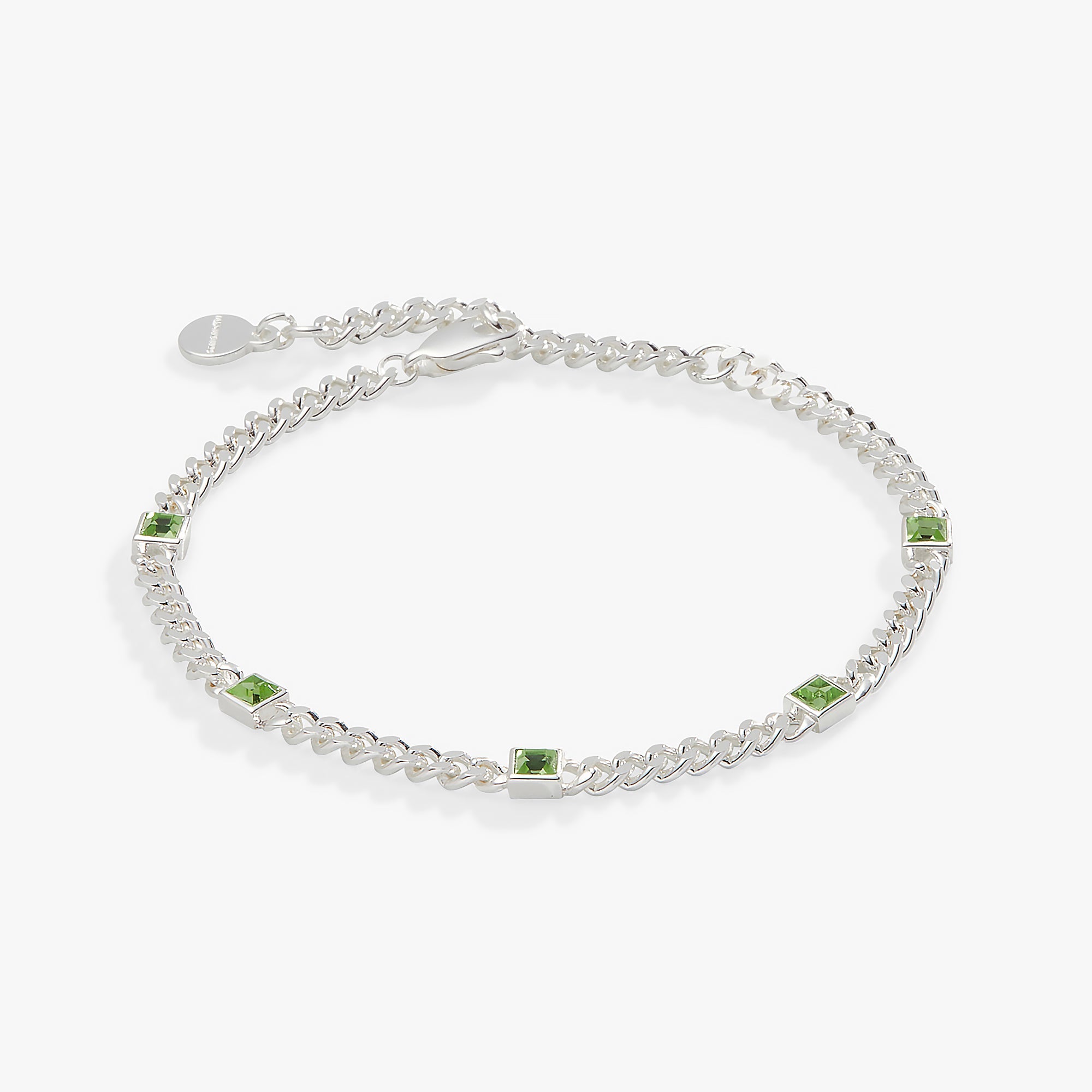 Peridot Curb Chain Bracelet, August Birthstone Silver | Alex and Ani