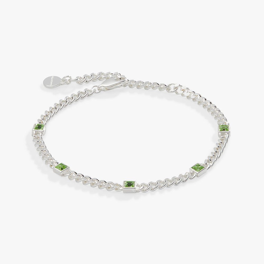 Peridot Curb Chain Bracelet, August Birthstone Silver | Alex and Ani