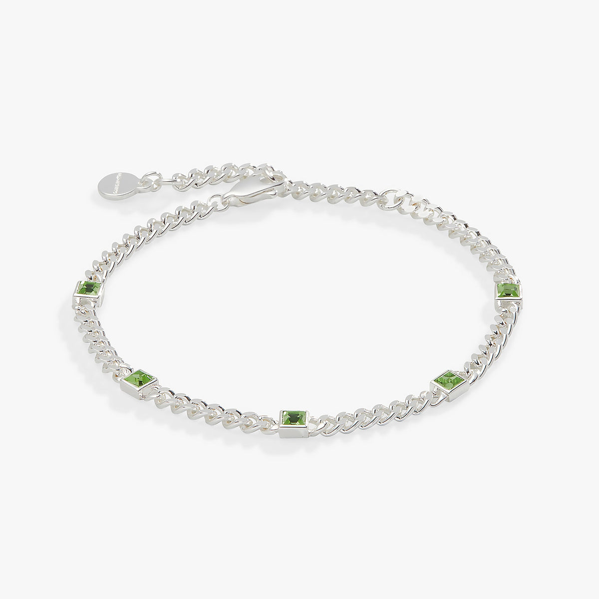 Peridot Curb Chain Bracelet, August Birthstone Silver | Alex and Ani