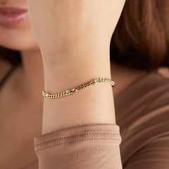 Peridot Curb Chain Bracelet, August Birthstone Silver | Alex and Ani