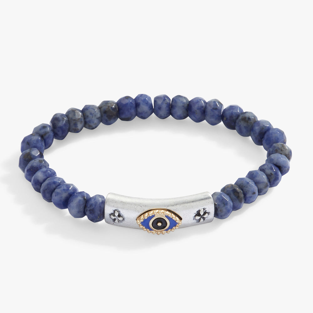 Antique Evil Eye Stretch Bracelet Two Tone | Alex and Ani