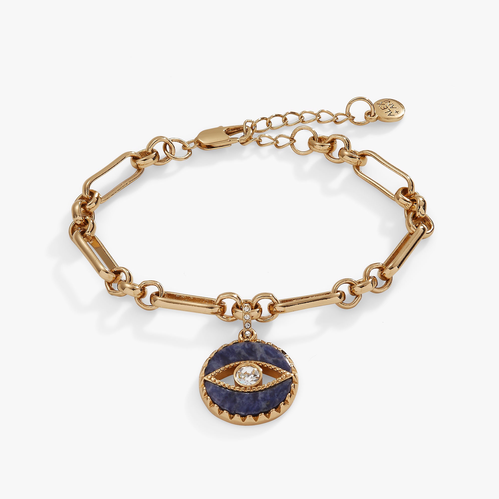 Sodalite Evil Eye Chain Bracelet Gold | Alex and Ani