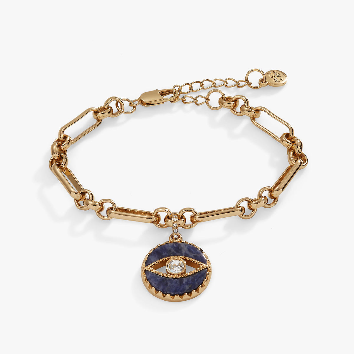 Sodalite Evil Eye Chain Bracelet Gold | Alex and Ani