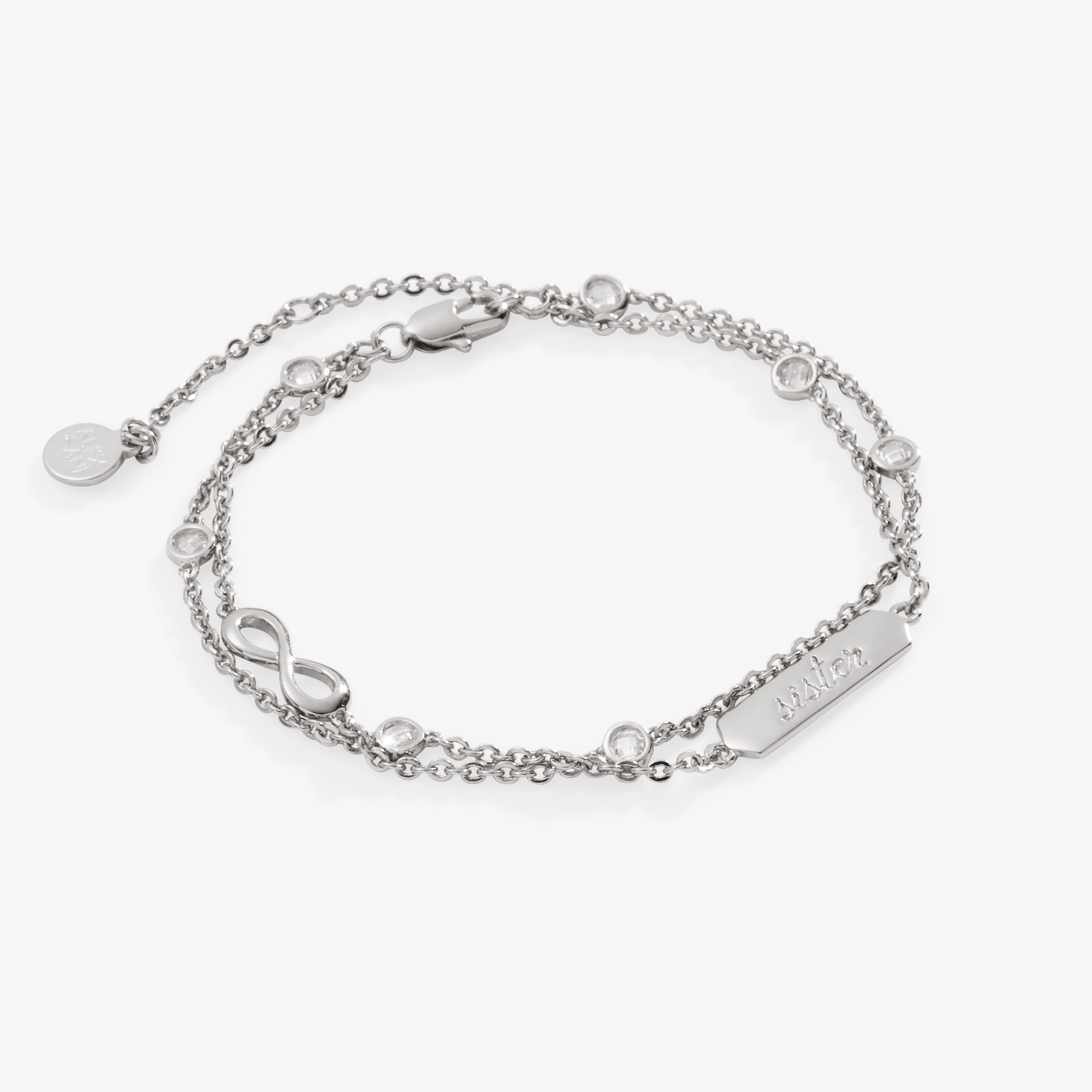 Sister Infinity Chain Double Strand Bracelet Silver | Alex and Ani