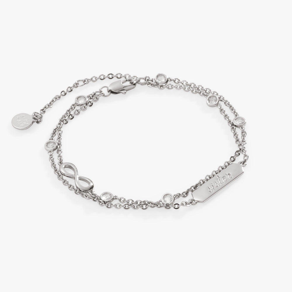 Sister Infinity Chain Double Strand Bracelet Silver | Alex and Ani