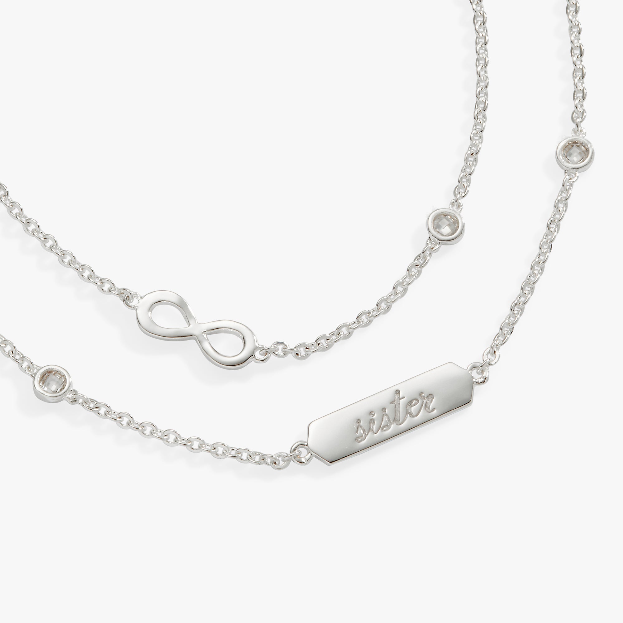 Sister Infinity Chain Double Strand Bracelet Silver | Alex and Ani