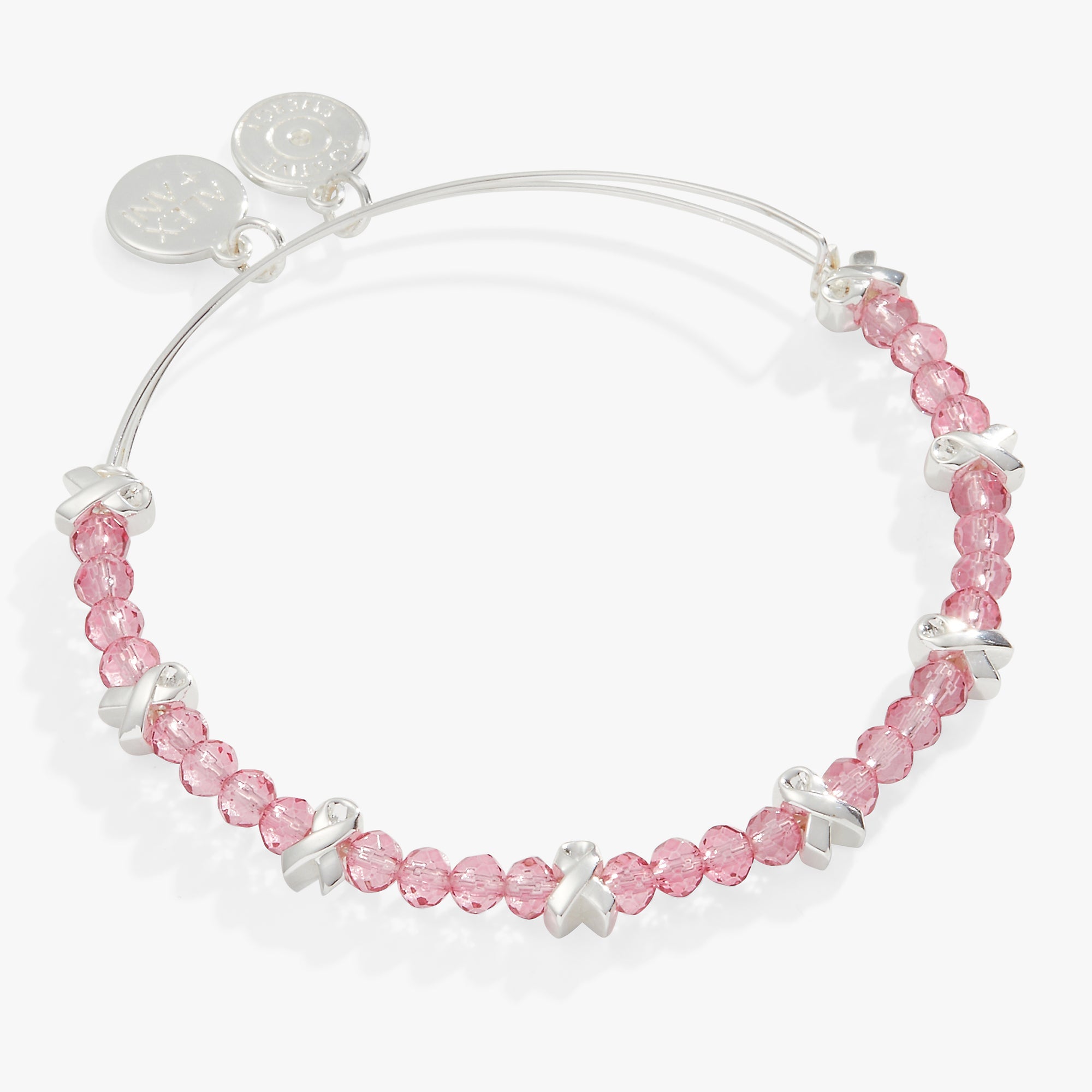 Breast Cancer Awareness Pink Ribbon Bangle Silver | Alex and Ani